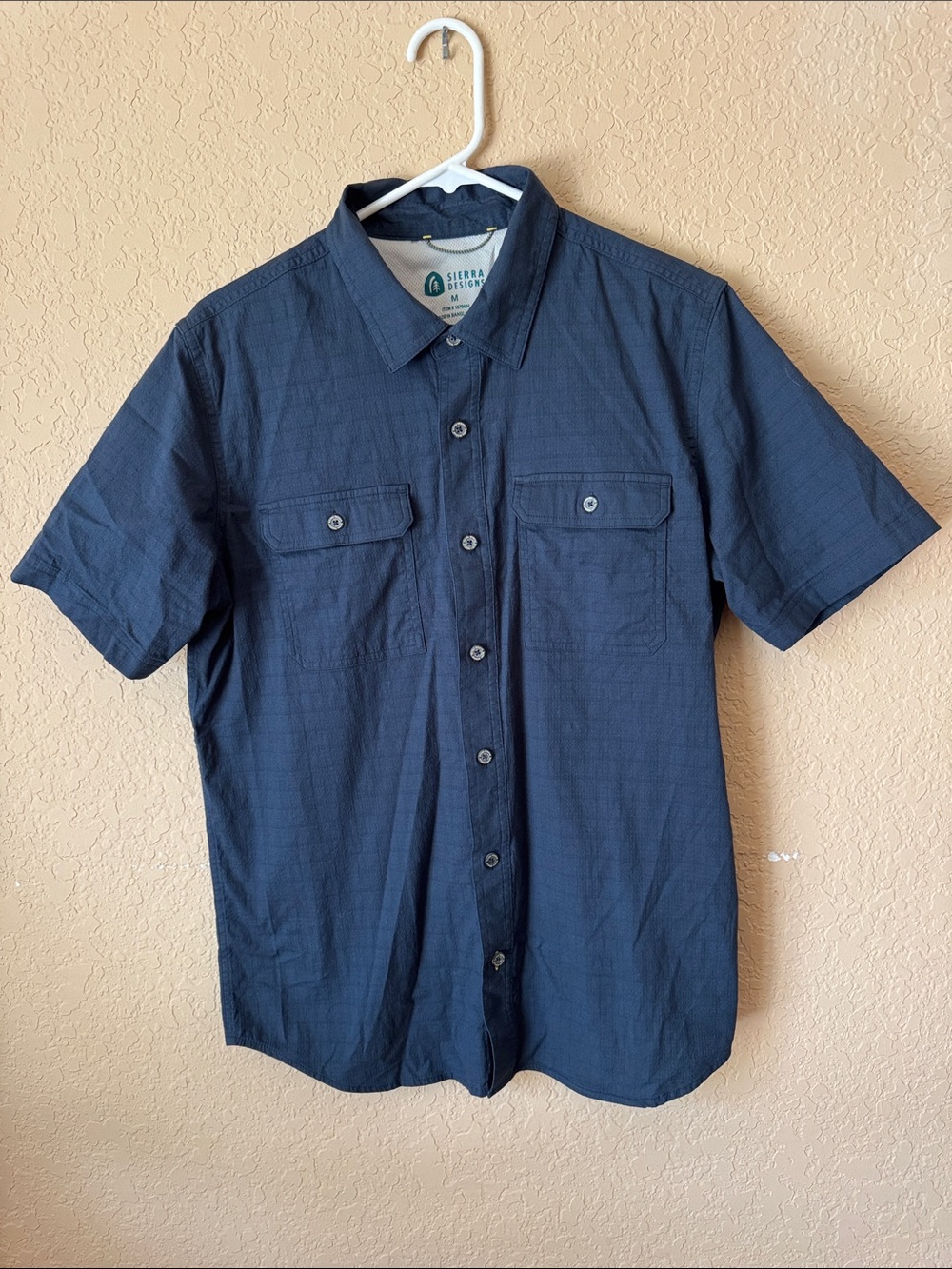 Sierra Designs Men's Short-Sleeve Navy Button-Up Shirt